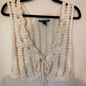 Boston proper white knit crop top